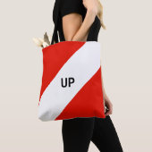 Rode en witte diagonale strepen tote bag (Dichtbij)