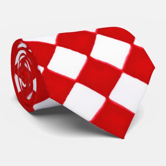 RODE EN WITTE DIAMOND-STROPDAS STROPDAS (Opgerold)