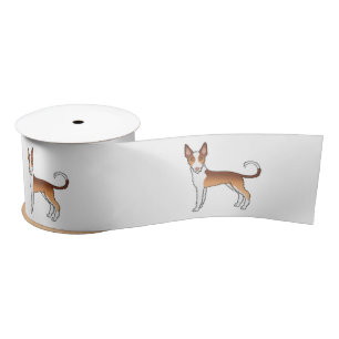 Rode En Witte Draadharige Ibizan Hound Cartoon Hon Satijnen Lint