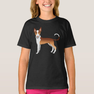 Rode En Witte Draadharige Ibizan Hound Cartoon Hon T-shirt
