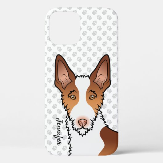 Rode En Witte Draadharige Ibizan Hound Hond & Naam Case-Mate iPhone Case (Achterkant)
