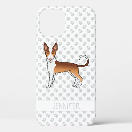 Rode En Witte Draadharige Ibizan Hound Hond & Naam Case-Mate iPhone Case (Achterkant)