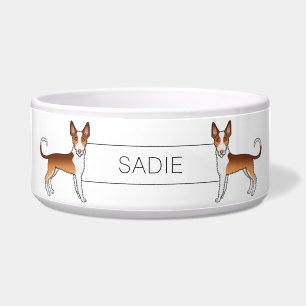 Rode En Witte Draadharige Ibizan Hound Hond & Naam Voerbakje