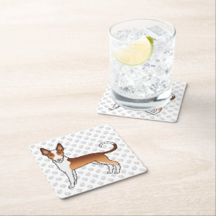 Rode En Witte Draadharige Ibizan Hound Hond & Poot Kartonnen Onderzetters