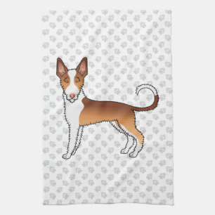 Rode En Witte Draadharige Ibizan Hound Hond & Poot Theedoek