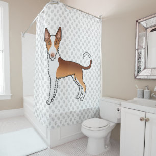 Rode En Witte Draadharige Ibizan Hound Hond & Pote Douchegordijn