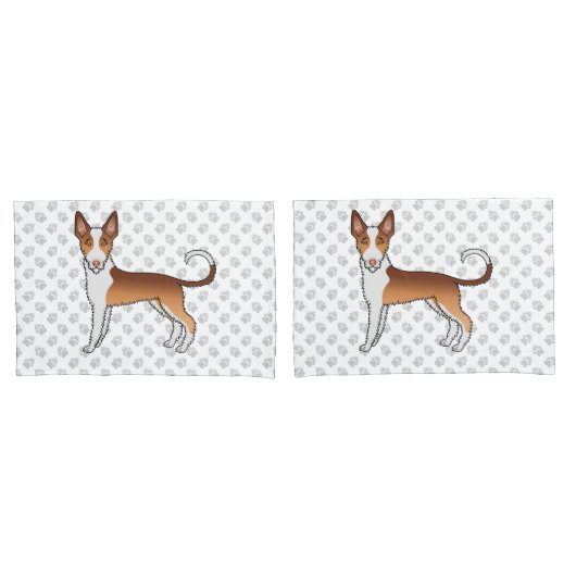 Rode En Witte Draadharige Ibizan Hound Hond & Pote Kussensloop (Voorkant-Set)