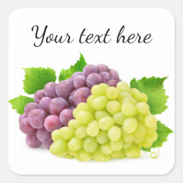 Rode en witte druiven vierkante sticker
