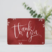 rode en witte eenvoudige moderne Calligrafie kerst Bedankkaart (Staand voorkant)