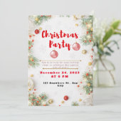 Rode en witte elegante kerstfeest uitnodiging (Staand voorkant)