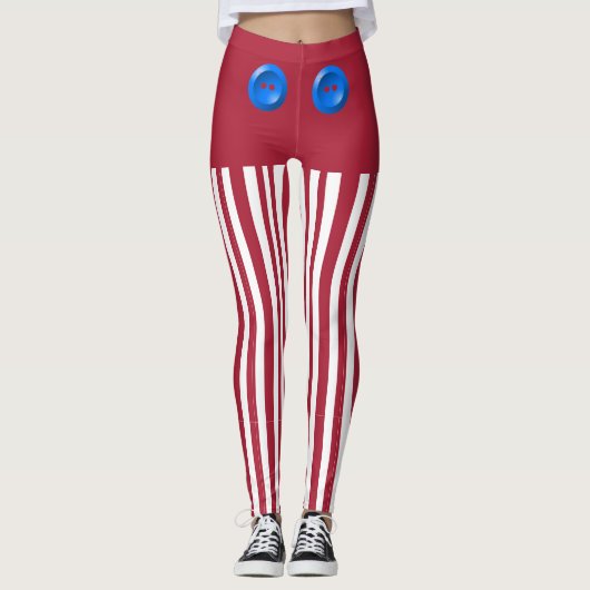 Rode en Witte Elf Broek Leggings (Voorkant)