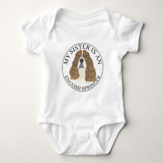 Rode en Witte Engelse Springer Spaniel Oudere Zus Romper (Voorkant)
