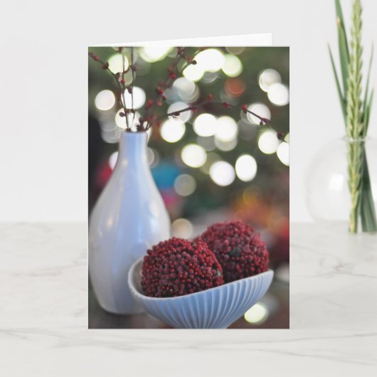 Rode en witte feestdag feestdagen kaart (Voorkant)