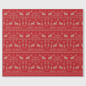 Rode en witte feestdag, Ugly Sweater Cadeaupapier (Vlak)