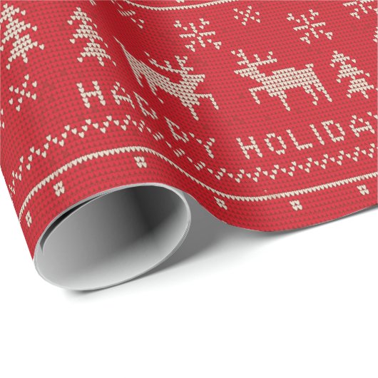 Rode en witte feestdag, Ugly Sweater Cadeaupapier (Rol Hoek)