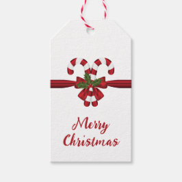 Rode en witte feestelijke snoepstokken Boog en tek Cadeaulabel