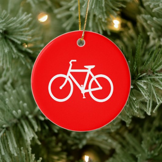Rode en Witte Fiets Grafisch Keramisch Ornament (Boom)