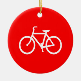 Rode en Witte Fiets Grafisch Keramisch Ornament