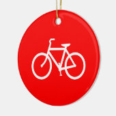 Rode en Witte Fiets Grafisch Keramisch Ornament (Links)