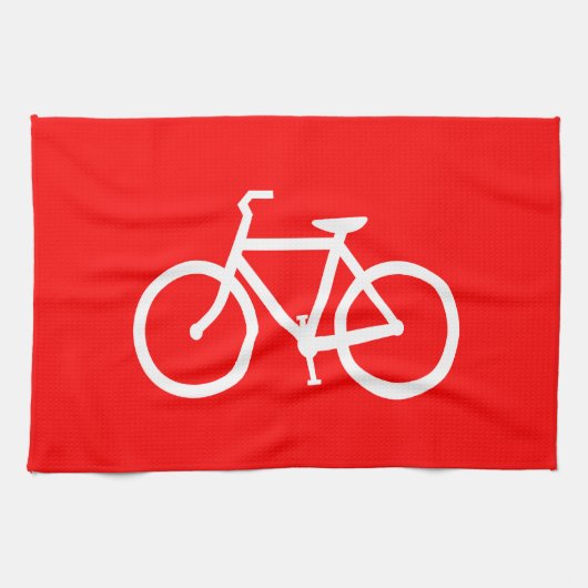 Rode en Witte Fiets Theedoek (Horizontaal)
