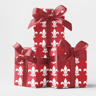Rode en Witte Fleur de Lys Cadeaupapier