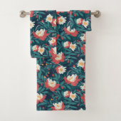 Rode en witte Floral Bad Handdoek (Insitu)