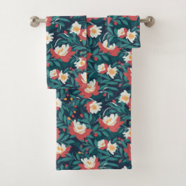 Rode en witte Floral Bad Handdoek