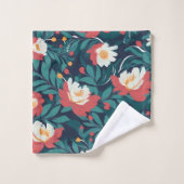 Rode en witte Floral Bad Handdoek (Wasdoekje)