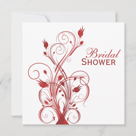 Rode en Witte Floral Bridal Shower Invitation Kaart (Voorkant)