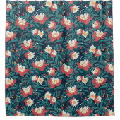 Rode en witte Floral Douchegordijn (Voorkant)