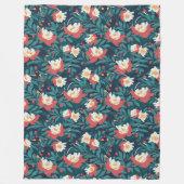 Rode en witte Floral Fleece Deken (Voorkant)
