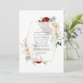 Rode en witte Floral Geometrische viering van het Kaart (Staand voorkant)