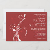 Rode en witte Floral Monogrammed Uitnodiging (Achterkant)