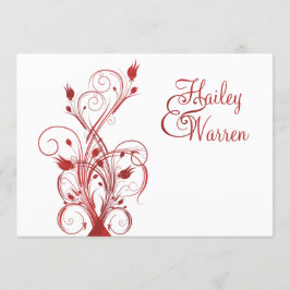 Rode en witte Floral Monogrammed Uitnodiging