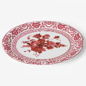  rode en witte Floral Papieren Bordje (Gekanteld)