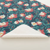 Rode en witte Floral Sherpa Deken (3/4)