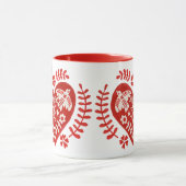 Rode en witte folk kunst hart mok (Midden)