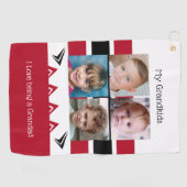 Rode en witte foto's van kleinkinderen golfhanddoek (Horizontaal)