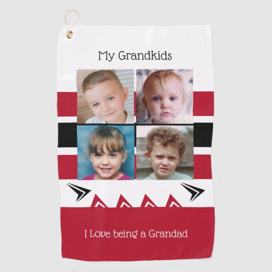 Rode en witte foto's van kleinkinderen golfhanddoek (Voorkant)