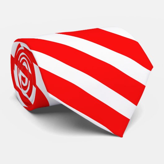 Rode en witte geometrische diagonale strepen stropdas (Opgerold)