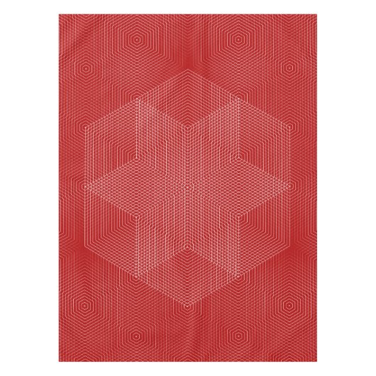 Rode en Witte Geometrische Lijnen Tafelkleed (Voorkant)