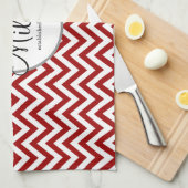 Rode en witte gepersonaliseerde vaatdoek theedoek (Quarter Fold)