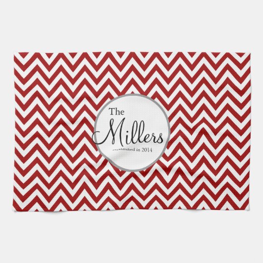 Rode en witte gepersonaliseerde vaatdoek theedoek (Horizontaal)