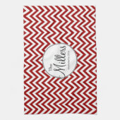 Rode en witte gepersonaliseerde vaatdoek theedoek (Verticaal)