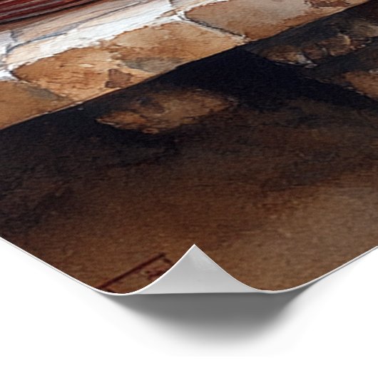 Rode en witte gerechten, koffiepot Country Shelf Poster (Hoek)