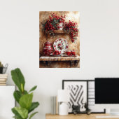 Rode en witte gerechten, koffiepot Country Shelf Poster (Thuiskantoor)