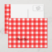 Rode en witte geruite aangepaste bedankkaartjes briefkaart (Voorkant / Achterkant)