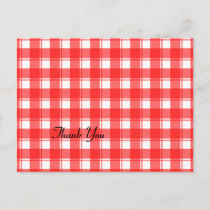 Rode en witte geruite aangepaste bedankkaartjes briefkaart