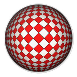 Rode en Witte Geruite Deurknopgreep Keramische Knop