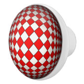 Rode en Witte Geruite Deurknopgreep Keramische Knop (Rechts)